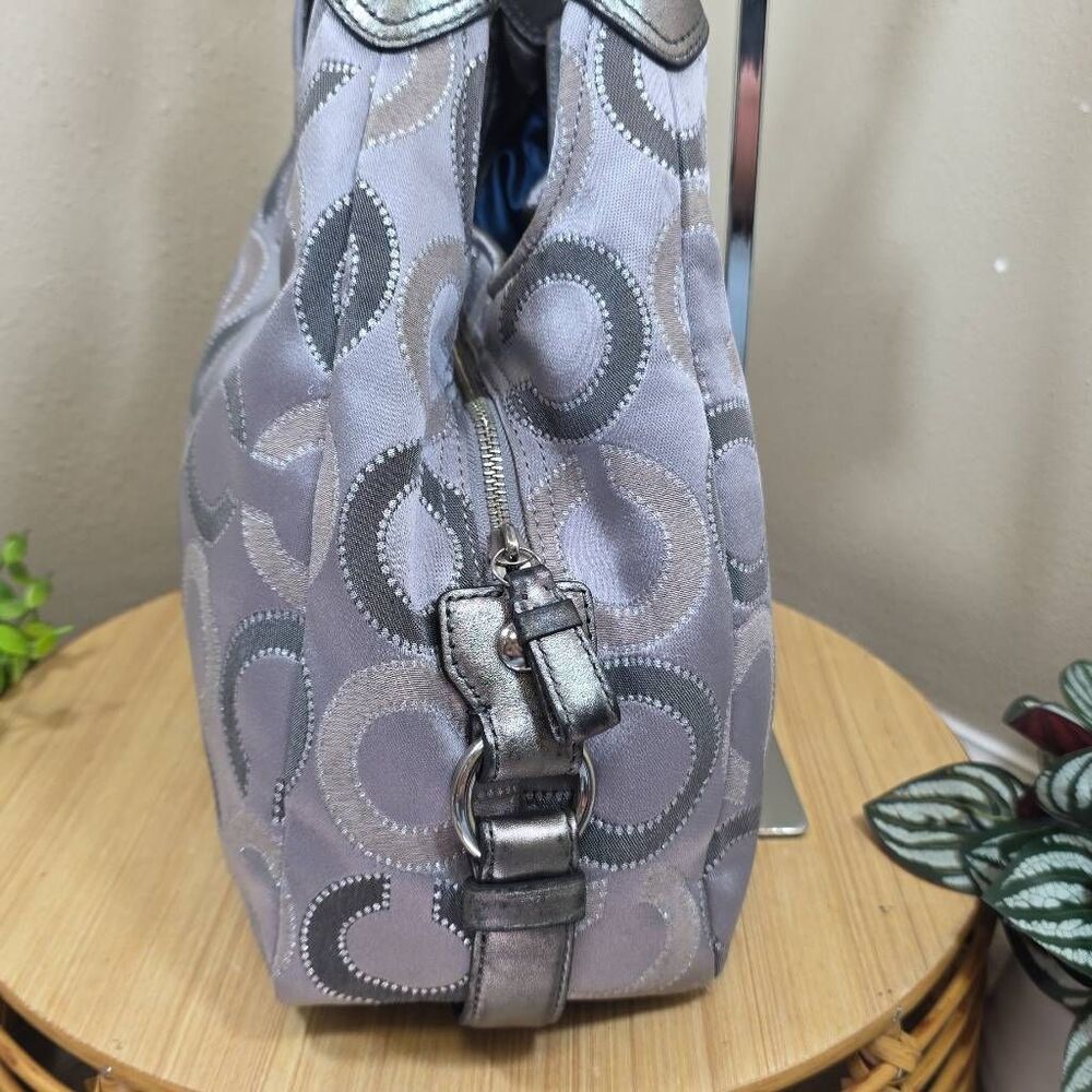 Coach Madison Gray Dotted Op Art Jacquard Metallic Shoulder Bag F1276-21215 - Picture 7 of 16